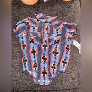 Wrangler Kids Bodysuit - Blue and Red Pattern